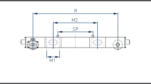 Plano técnico de los largueros del chasis y de las piezas de fijación